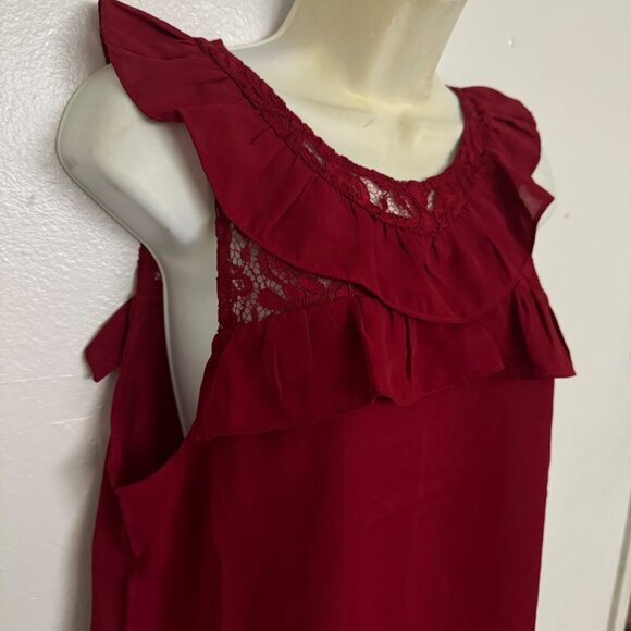 Bb Dakota womens blouse Size medium Red color sleeveless ruffle new $ 78 - Picture 4 of 15